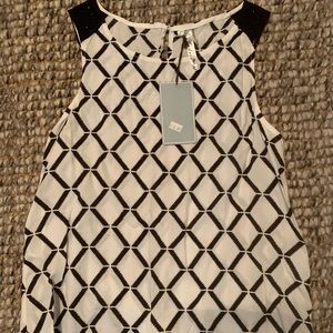 Black and white tank blouse